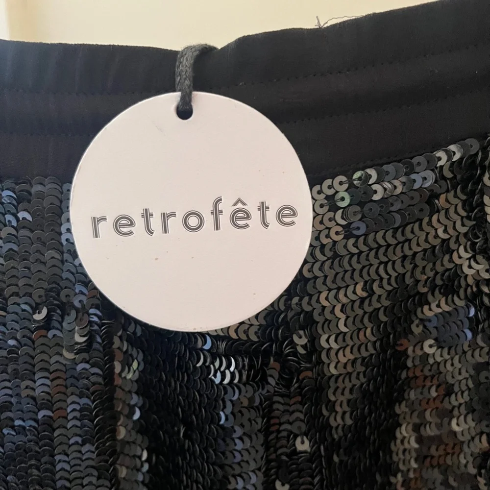 Black Sequin Retrofete Slacks - Unworn - Picture 3 of 4